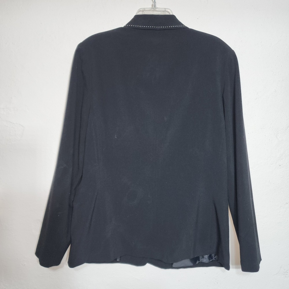 Sag Harbor Blazer Jacket 14 Black Vintage Pick Stitch Career Office - Picture 2 of 8